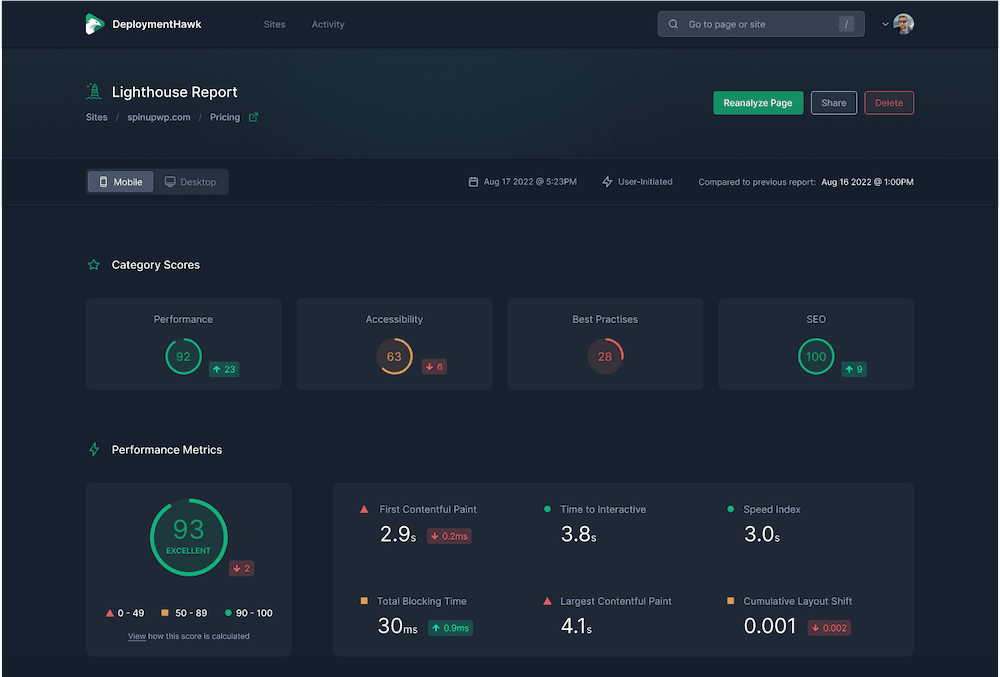 A DeploymentHawk report